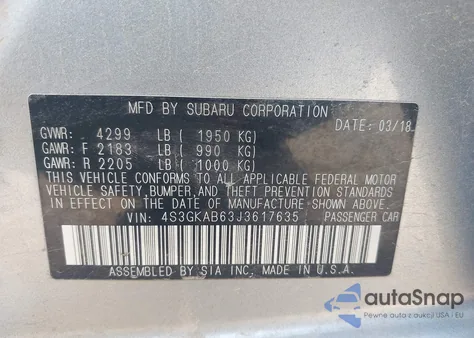 2018 Subaru Impreza 2.0I Premium из США, поврежденный, VIN 4S3GKAB63J3617635